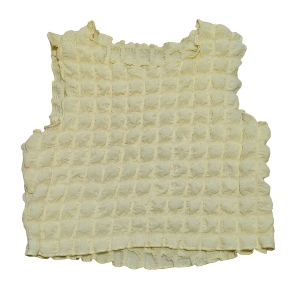 Bubble Tank Top Girls 10Y Bubble Popcorn Yellow Smock Cottagecore Kawaii Retro